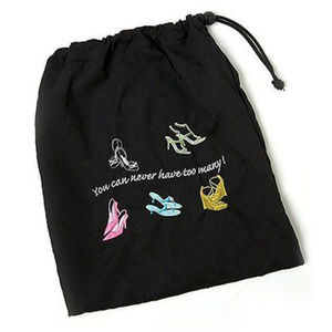 Miamica  Embroidered Black Shoe Bag